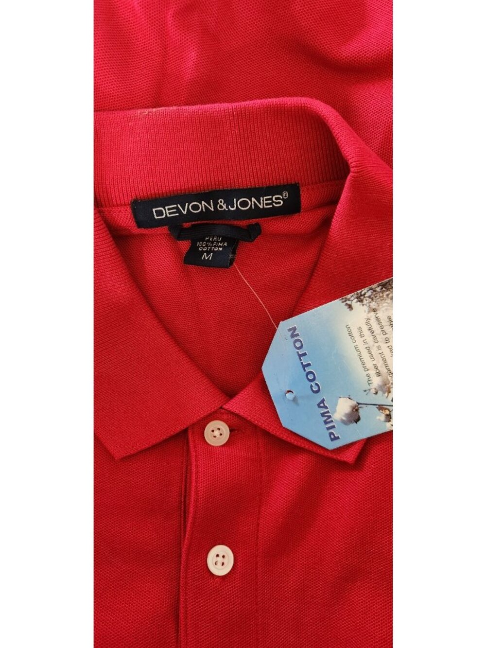 Devon & Jones MEDIUM David Brand Red Collared Short Sleeve Polo Shirt Top - Picture 7 of 7
